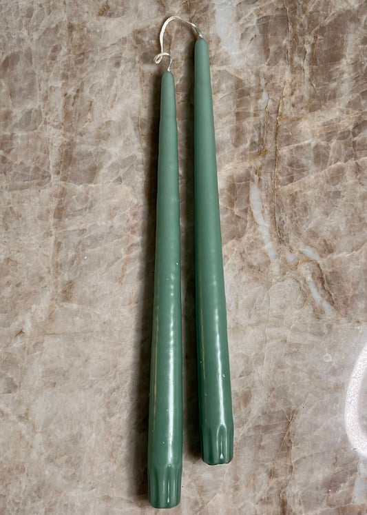 Sage Green Taper Candle 10"